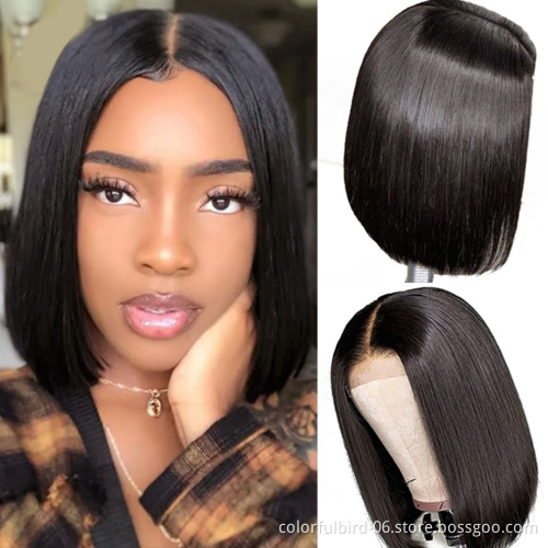 Perruque cheveux virgin human 13*4 hd lace front bob wig indian raw cuticle aligned hair Human Hair Wigs Short